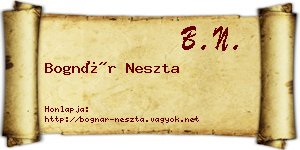 Bognár Neszta névjegykártya